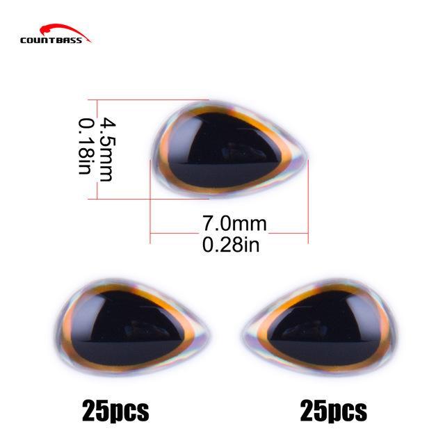 Special 3D Holographic Eyes,Gold Rims 3D Eyes-Fish Eyes-Bargain Bait Box-7mm-Bargain Bait Box