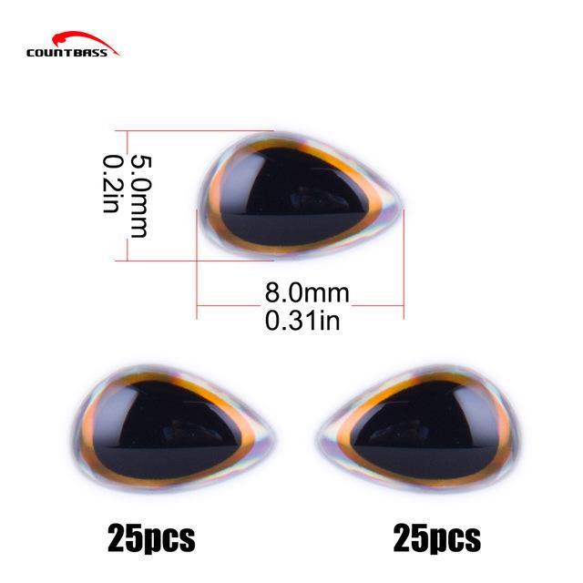 Special 3D Holographic Eyes,Gold Rims 3D Eyes-Fish Eyes-Bargain Bait Box-8mm-Bargain Bait Box