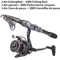 Spinning Fishing Rod Combo 1.8-3.6M Telescopic Fishing Rod And 14Bb Spinning-Telescoping Fishing Rods-Bargain Bait Box-White-Bargain Bait Box
