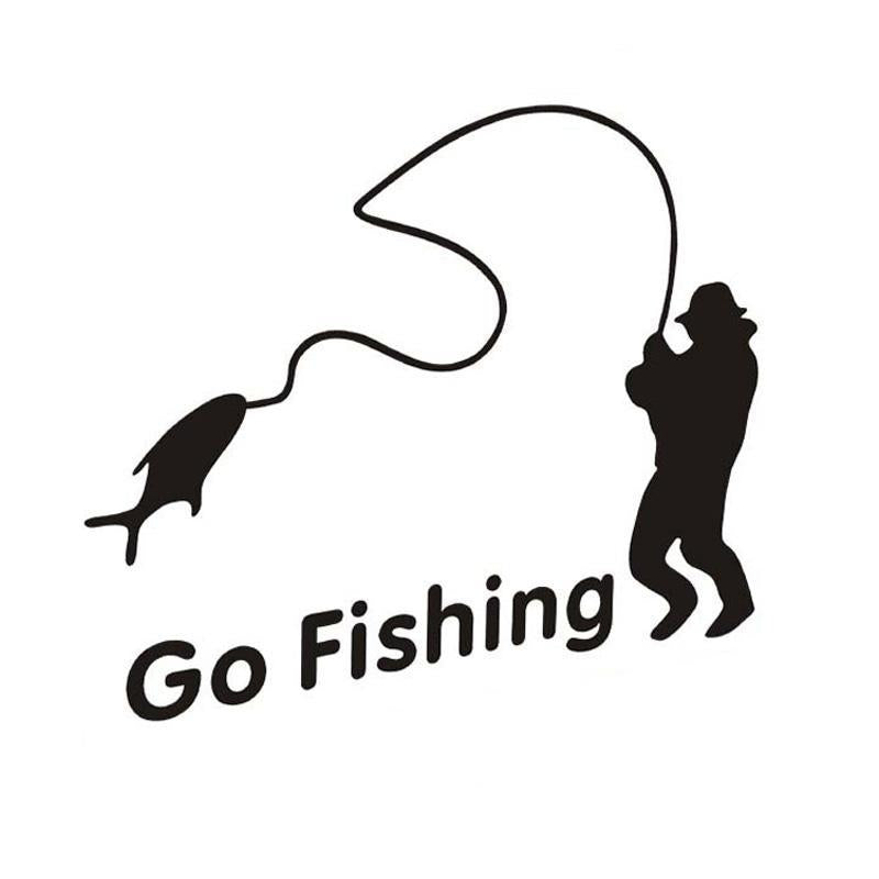 Sports Fishing Go Fishing Stickers Car Car Stickers Decals Black Silver Ct-390-Fishing Decals-Bargain Bait Box-Black-Bargain Bait Box