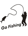 Sports Fishing Go Fishing Stickers Car Car Stickers Decals Black Silver Ct-390-Fishing Decals-Bargain Bait Box-Black-Bargain Bait Box