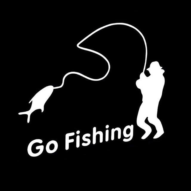 Sports Fishing Go Fishing Stickers Car Car Stickers Decals Black Silver Ct-390-Fishing Decals-Bargain Bait Box-Silver-Bargain Bait Box