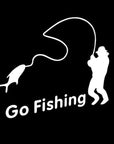 Sports Fishing Go Fishing Stickers Car Car Stickers Decals Black Silver Ct-390-Fishing Decals-Bargain Bait Box-Silver-Bargain Bait Box
