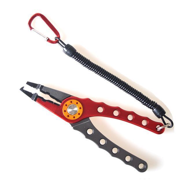 Stainless Steel Fishing Pliers Fishing Line Scissors Cutter Plier Fishing Lip-Fishing Pliers-Bargain Bait Box-Red and gray-Bargain Bait Box