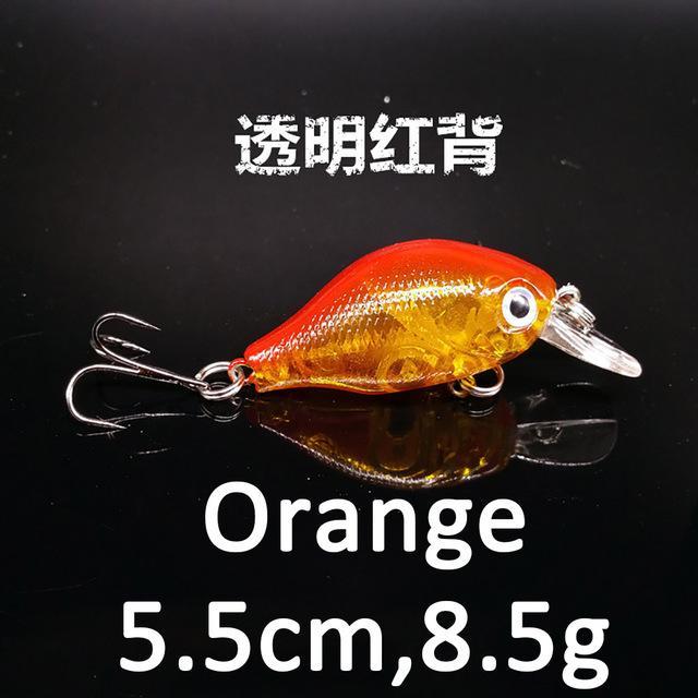 Swim Fish Hard Crank Bait Minnow Mini Fishing Crankbait Lure Crazy Luminous-Crankbaits-Bargain Bait Box-55mm orange-Bargain Bait Box