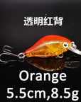 Swim Fish Hard Crank Bait Minnow Mini Fishing Crankbait Lure Crazy Luminous-Crankbaits-Bargain Bait Box-55mm orange-Bargain Bait Box