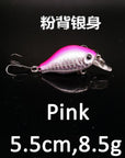 Swim Fish Hard Crank Bait Minnow Mini Fishing Crankbait Lure Crazy Luminous-Crankbaits-Bargain Bait Box-55mm pink-Bargain Bait Box