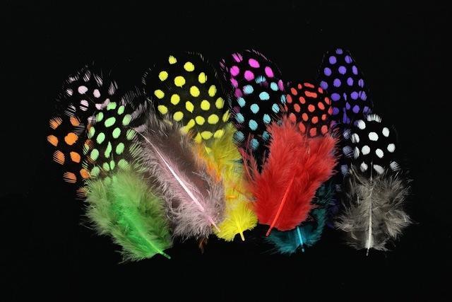 Tigofly 100 Pcs/Lot 11 Colors Loose Guinea Pearl Hen Feather Fowl Plumage-Fly Tying Materials-Bargain Bait Box-Assorted 100 pcs-Bargain Bait Box
