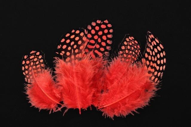 Tigofly 100 Pcs/Lot 11 Colors Loose Guinea Pearl Hen Feather Fowl Plumage-Fly Tying Materials-Bargain Bait Box-Red-Bargain Bait Box