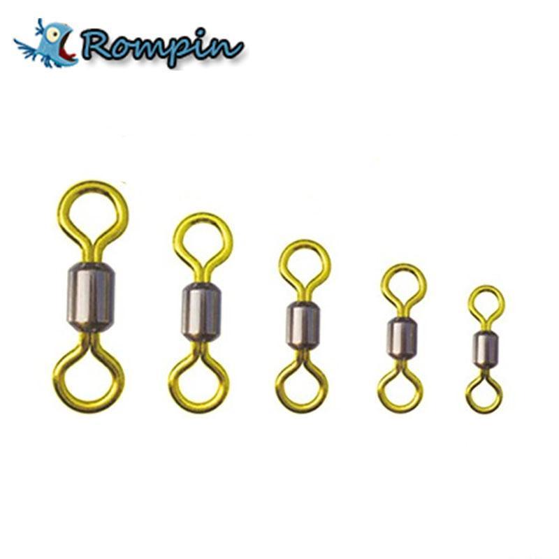 Top 50Pcs/Lot Double Color Fishing Rolling Swivel Brass Fishing Tackle Size 2