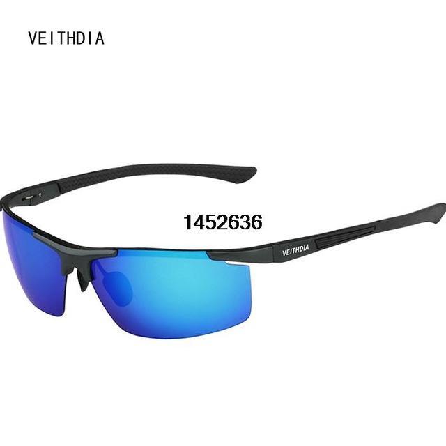 Veithdia Aluminum Magnesium Sunglasses Polarized Men Semi Rimless Coating Mirror-Polarized Sunglasses-Bargain Bait Box-blue with box2-Bargain Bait Box