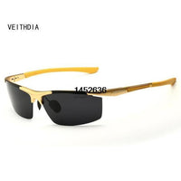 Veithdia Aluminum Magnesium Sunglasses Polarized Men Semi Rimless Coating Mirror-Polarized Sunglasses-Bargain Bait Box-gold with box1-Bargain Bait Box