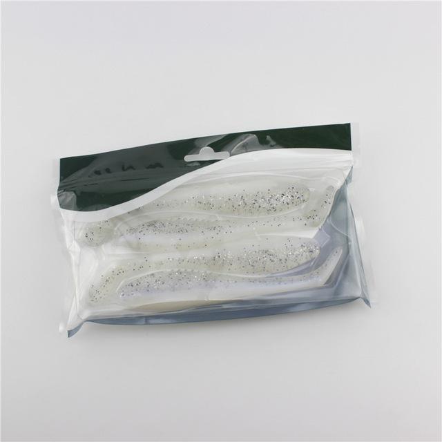 W&amp;K 13 Cm /5 Inch Soft Plastic With Paddle Tail For Musky Fishing Freshwater-Unrigged Plastic Swimbaits-Bargain Bait Box-White Blink-Bargain Bait Box