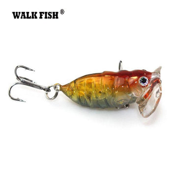 Walk Fish 1Pcs 4Cm 4.2G Cicada Popper Topwater 3D Eyes Hard Swim Bait Hook-Top Water Baits-Bargain Bait Box-KC001 001-Bargain Bait Box