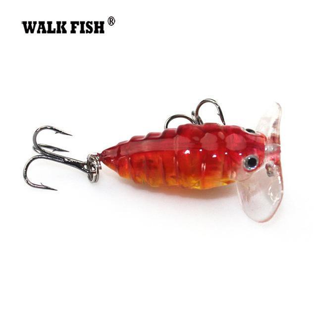 Walk Fish 1Pcs 4Cm 4.2G Cicada Popper Topwater 3D Eyes Hard Swim Bait Hook-Top Water Baits-Bargain Bait Box-KC001 002-Bargain Bait Box