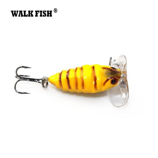Walk Fish 1Pcs 4Cm 4.2G Cicada Popper Topwater 3D Eyes Hard Swim Bait Hook-Top Water Baits-Bargain Bait Box-KC001 004-Bargain Bait Box