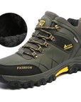 Warm Fur Autumn Winter Waterproof Men Hiking Shoes High Top Boots Mountain-JKPUDUN Official Store-Green-6.5-Bargain Bait Box