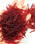 Wdairen 100Pcs/Lot Red Earthworm Silicone Bait Worms Artificial Fishing Lure-WDAIREN Fishing Store-Bargain Bait Box