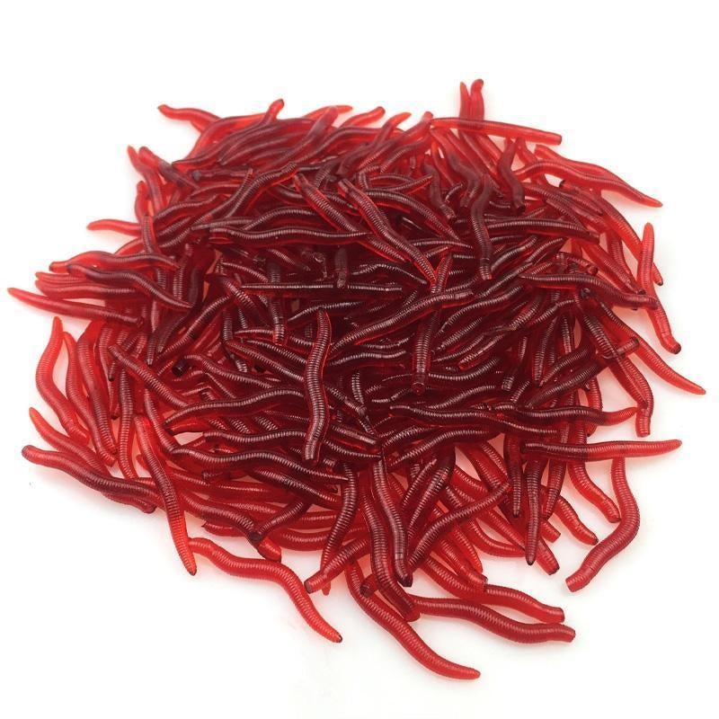 Wdairen 100Pcs/Lot Red Earthworm Silicone Bait Worms Artificial Fishin –  Bargain Bait Box