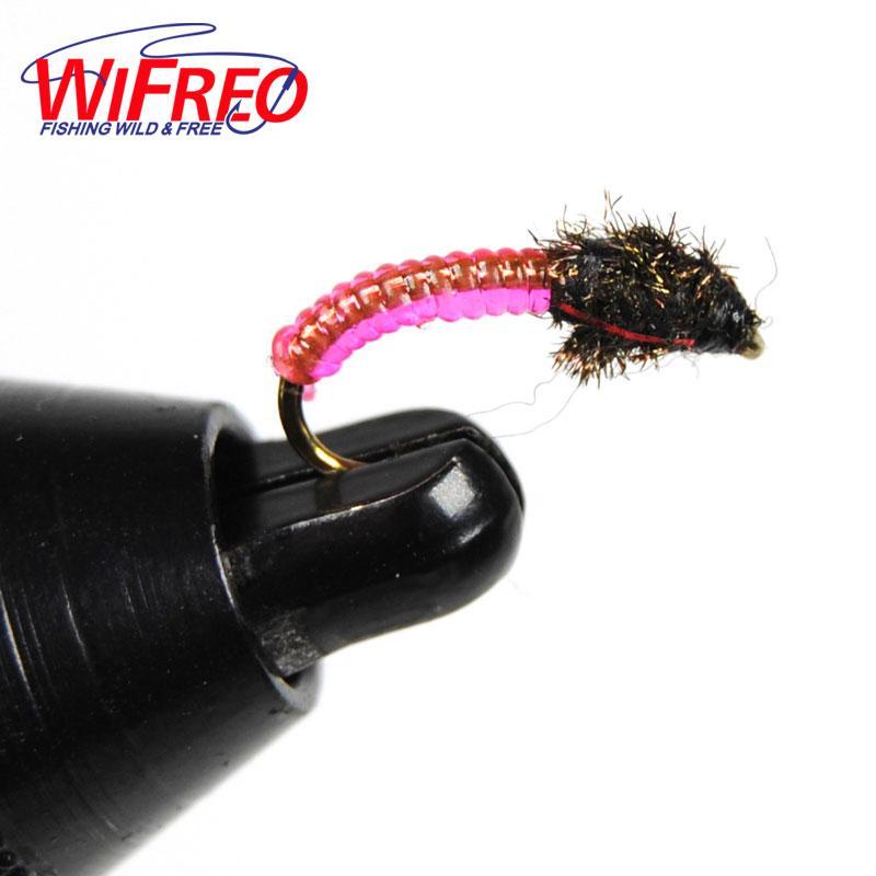 Wifreo 10Pcs 12# Shelves Pink Larva Nymph Fly Trout Fly-Flies-Bargain Bait Box-Bargain Bait Box