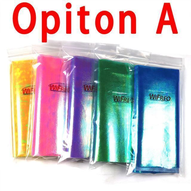 Wifreo 5Bags X 15Cmx110Cm Strengthened Metalic Holographic Flash Film Durable-Holographic Stickers-Bargain Bait Box-5 bags mix color A-Bargain Bait Box