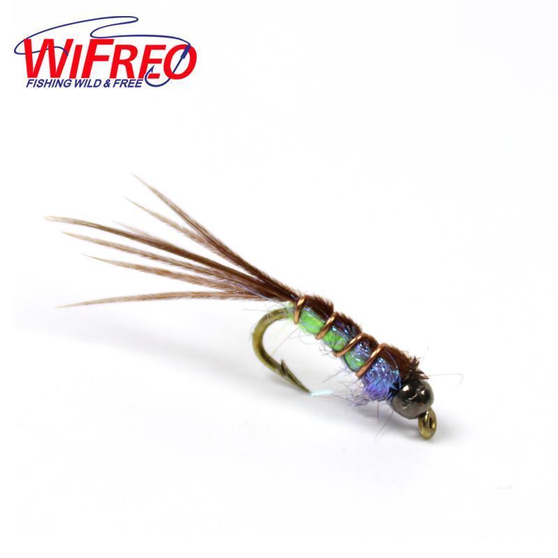 Wifreo 6Pcs 14# Tungsten Beadhead Pheasand Tail Nymph Fly Trout Fly Fishing-Flies-Bargain Bait Box-Bargain Bait Box
