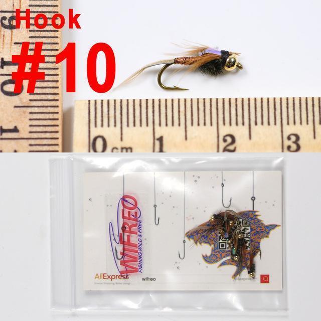 Wifreo 6Pcs Trout Fly Fishing Flies Nymph Chironomids Buzzers Worm Scud Pheasant-Flies-Bargain Bait Box-cooper john-Bargain Bait Box