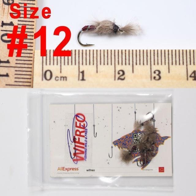 Wifreo 6Pcs Trout Fly Fishing Flies Nymph Chironomids Buzzers Worm Scud Pheasant-Flies-Bargain Bait Box-emmerger-Bargain Bait Box
