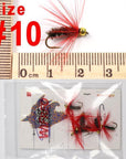 Wifreo 6Pcs Trout Fly Fishing Flies Nymph Chironomids Buzzers Worm Scud Pheasant-Flies-Bargain Bait Box-red hackle bead nymp-Bargain Bait Box