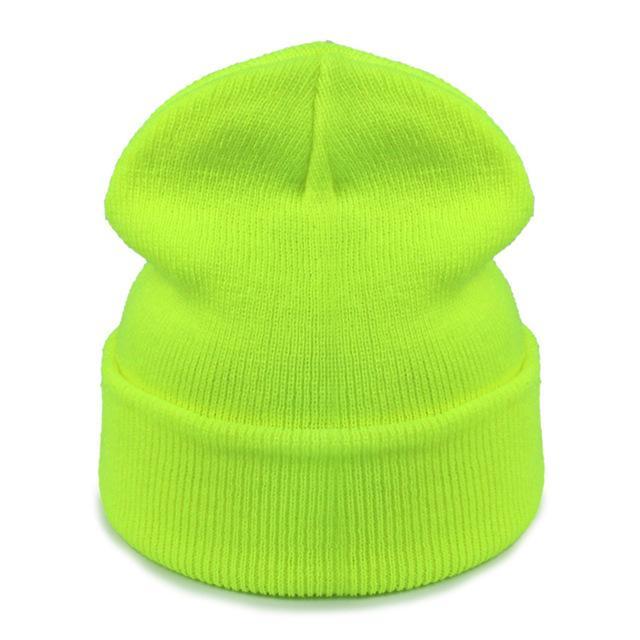 Women Hat Solid Knitted Beanie Hats For Women Mens Ladies Unisex Bone Cotton-Beanies-Bargain Bait Box-Fluorescent green-Bargain Bait Box