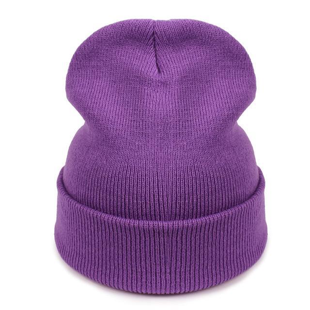 Women Hat Solid Knitted Beanie Hats For Women Mens Ladies Unisex Bone Cotton-Beanies-Bargain Bait Box-Purple-Bargain Bait Box
