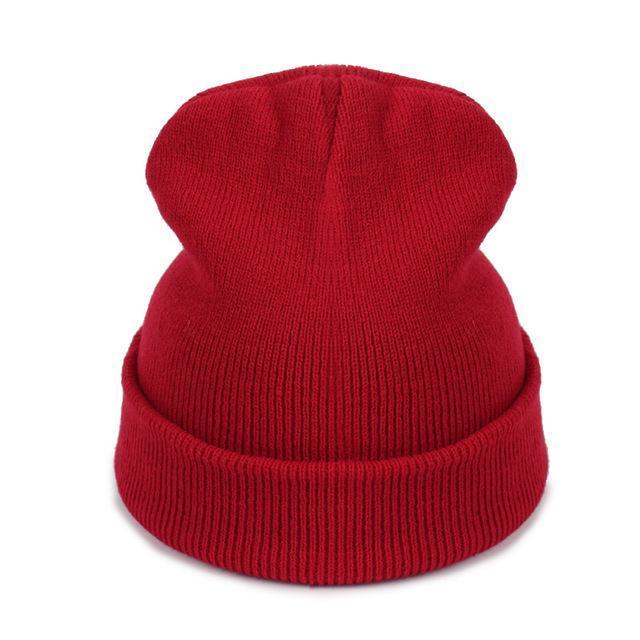 Women Hat Solid Knitted Beanie Hats For Women Mens Ladies Unisex Bone Cotton-Beanies-Bargain Bait Box-Red-Bargain Bait Box