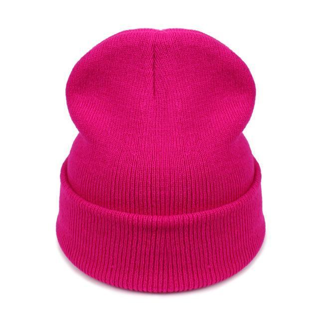 Women Hat Solid Knitted Beanie Hats For Women Mens Ladies Unisex Bone Cotton-Beanies-Bargain Bait Box-Rose Red-Bargain Bait Box