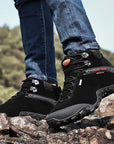 Xiang Guan Men Hiking Boots Cow Leather Women Trekking Shoes Black Waterproof-sneakers manufacturer Store-Medium Style Black-4-Bargain Bait Box