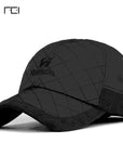 Yifei Thickening Warm Hat With Ear Flaps Men'S Genuine 100%Cotton Baseball Cap S-Hats-Bargain Bait Box-black-Bargain Bait Box