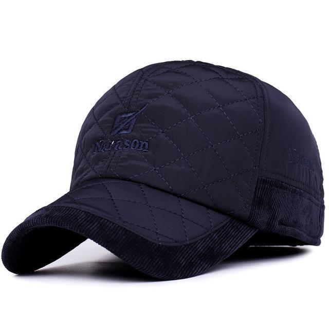 Yifei Thickening Warm Hat With Ear Flaps Men'S Genuine 100%Cotton Baseball Cap S-Hats-Bargain Bait Box-blue-Bargain Bait Box