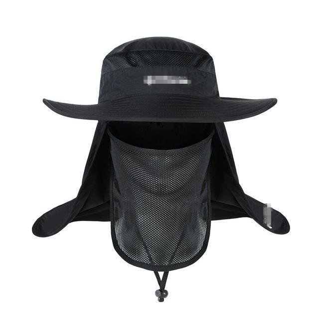 Yifei Wind-proof Sun Hats SPF 30+ UV Protection Fishing Hat Cap Waterproof Big Black