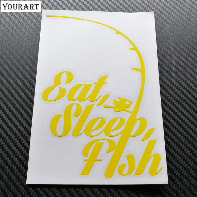 Yourart Car Styling Waterproof Vinyl Decal Stickers On Cars 15 Cm High Eat Sleep-Fishing Decals-Bargain Bait Box-Yellow-15CM High-Bargain Bait Box