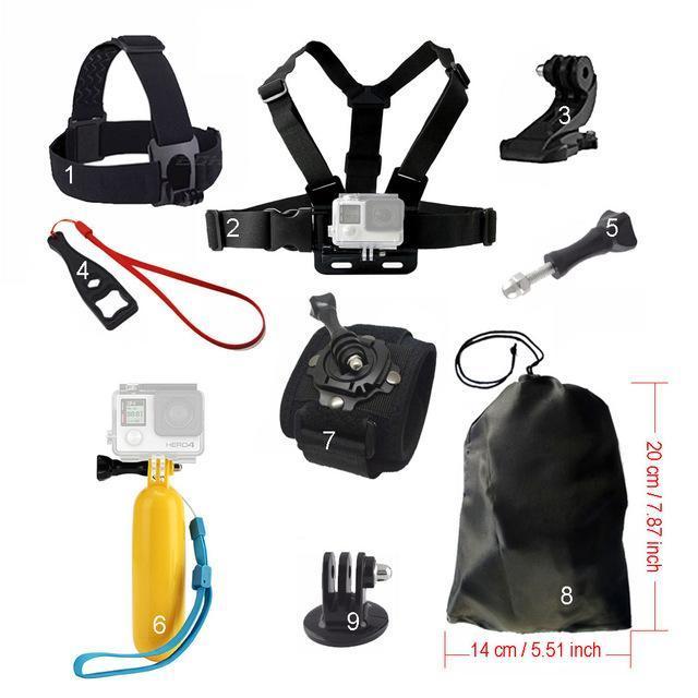 Accessories Set For Gopro Hero 5 For Yi 4K Chest Head Mount Strap Float Bobber-Action Cameras-Techlife Store-Kit 2-Bargain Bait Box