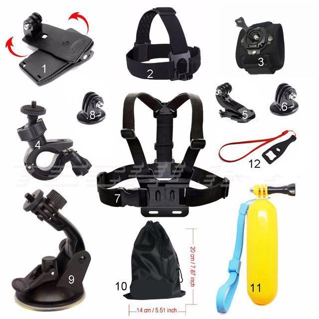 Accessories Set For Gopro Hero 5 For Yi 4K Chest Head Mount Strap Float Bobber-Action Cameras-Techlife Store-Kit 4-Bargain Bait Box