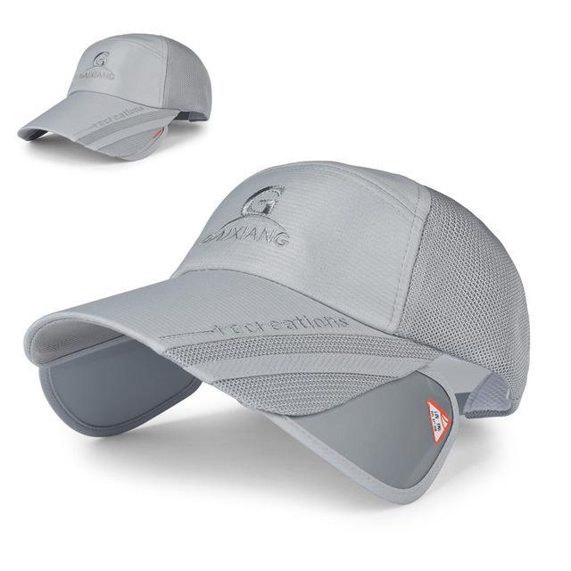 Adjustable Fishing Caps Outdoor Sports Men's Fishing Hats Travel Mountain Gray
