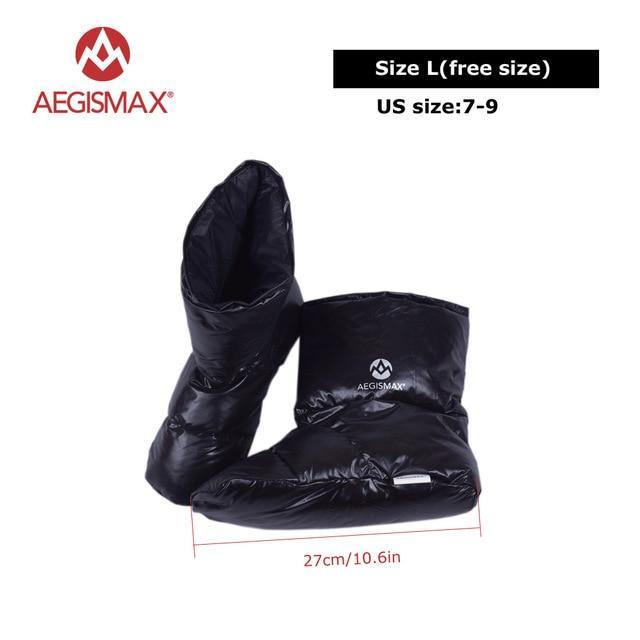 Aegismax Duck Down Slippers Shoes Bootees Boots Footwear Camping Feet Cover Warm-Sleeping Bags-YOUGLE store-L Black-Bargain Bait Box