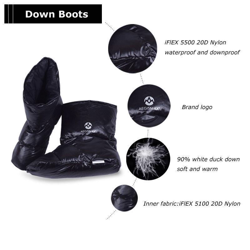 Aegismax Duck Down Slippers Shoes Bootees Boots Footwear Camping Feet Cover Warm-Sleeping Bags-YOUGLE store-M Blue-Bargain Bait Box