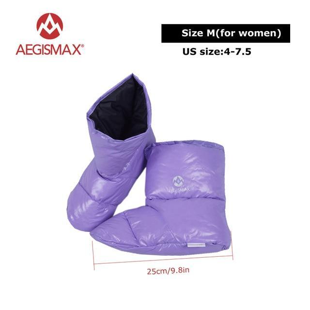 Aegismax Duck Down Slippers Shoes Bootees Boots Footwear Camping Feet Cover Warm-Sleeping Bags-YOUGLE store-M Purple-Bargain Bait Box