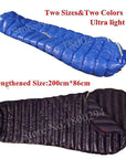 Aegismax M2 Lengthened Blue Wing Mummy Sleeping Bag Ultralight White Goose-Mount Hour Outdoor Co.,Ltd store-180x78cm Blue M-Bargain Bait Box