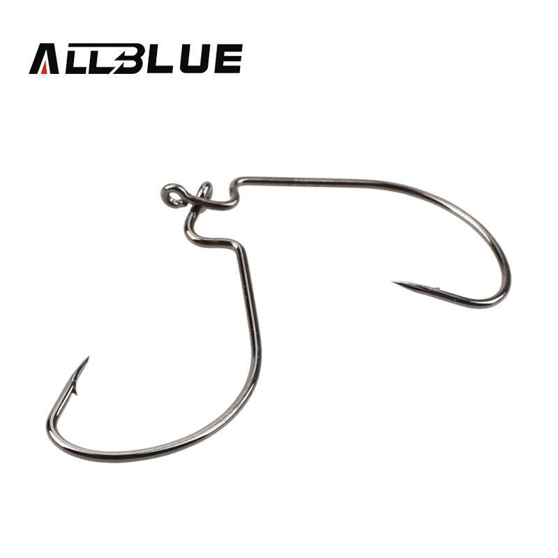 Allblue 10Pcs/Lot Fishing Soft Worm Hooks High Carbon Steel Wide Super Lock-allblue Official Store-Size 2-Bargain Bait Box