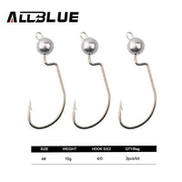 Allblue Exposed Lead Jig Head 3.5G 5G 7G 10G Barbed Hook Soft Lure Jigging-allblue Official Store-10g 3pcs-Bargain Bait Box