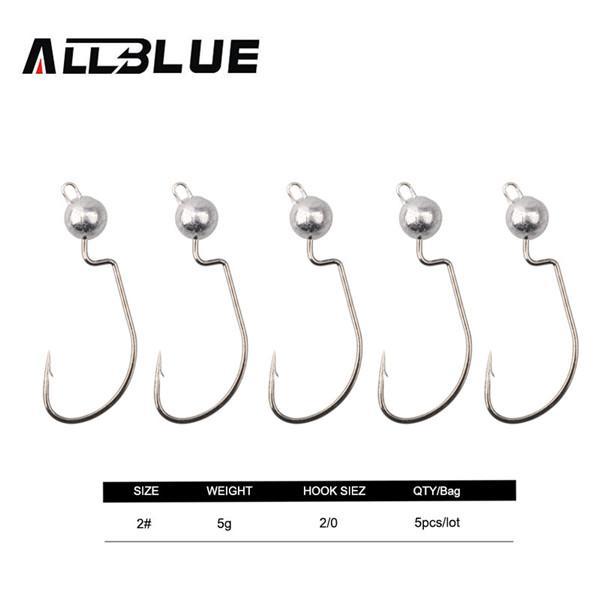 Allblue Exposed Lead Jig Head 3.5G 5G 7G 10G Barbed Hook Soft Lure Jigging-allblue Official Store-5g 5pcs-Bargain Bait Box