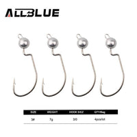 Allblue Exposed Lead Jig Head 3.5G 5G 7G 10G Barbed Hook Soft Lure Jigging-allblue Official Store-7g 4pcs-Bargain Bait Box