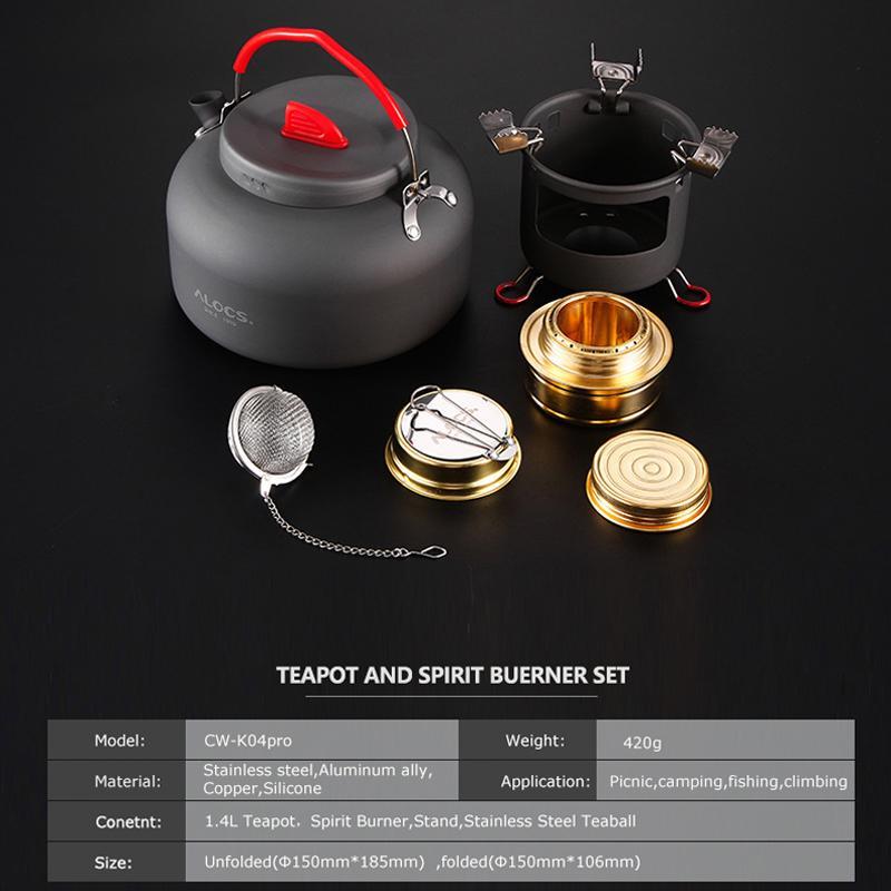 Alocs K04Pro Outdoor Camping 1.4L Water Kettle Teapot Cooking Set Cookware-Outdoor Stoves-YOUGLE store-Bargain Bait Box